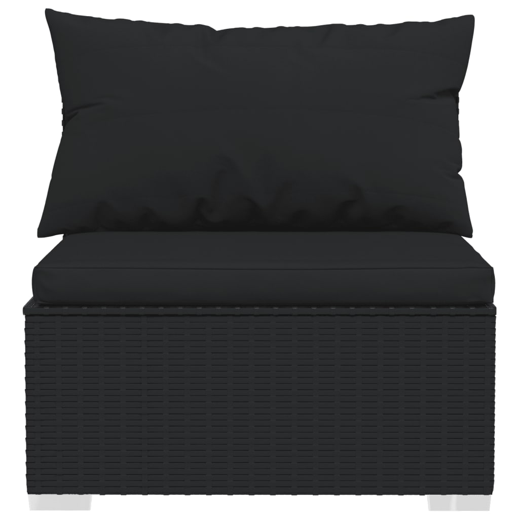 Rattan Elegance in Noir: 5-Piece Outdoor Dining Set with Plush Cushions