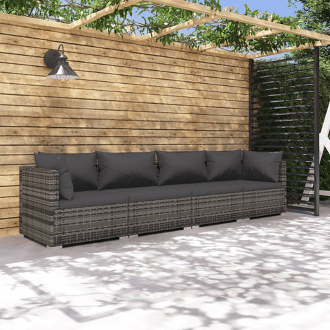 Rustic Pinewood Comfort: 4-Piece Garden Lounge Set with Plush Cushions
