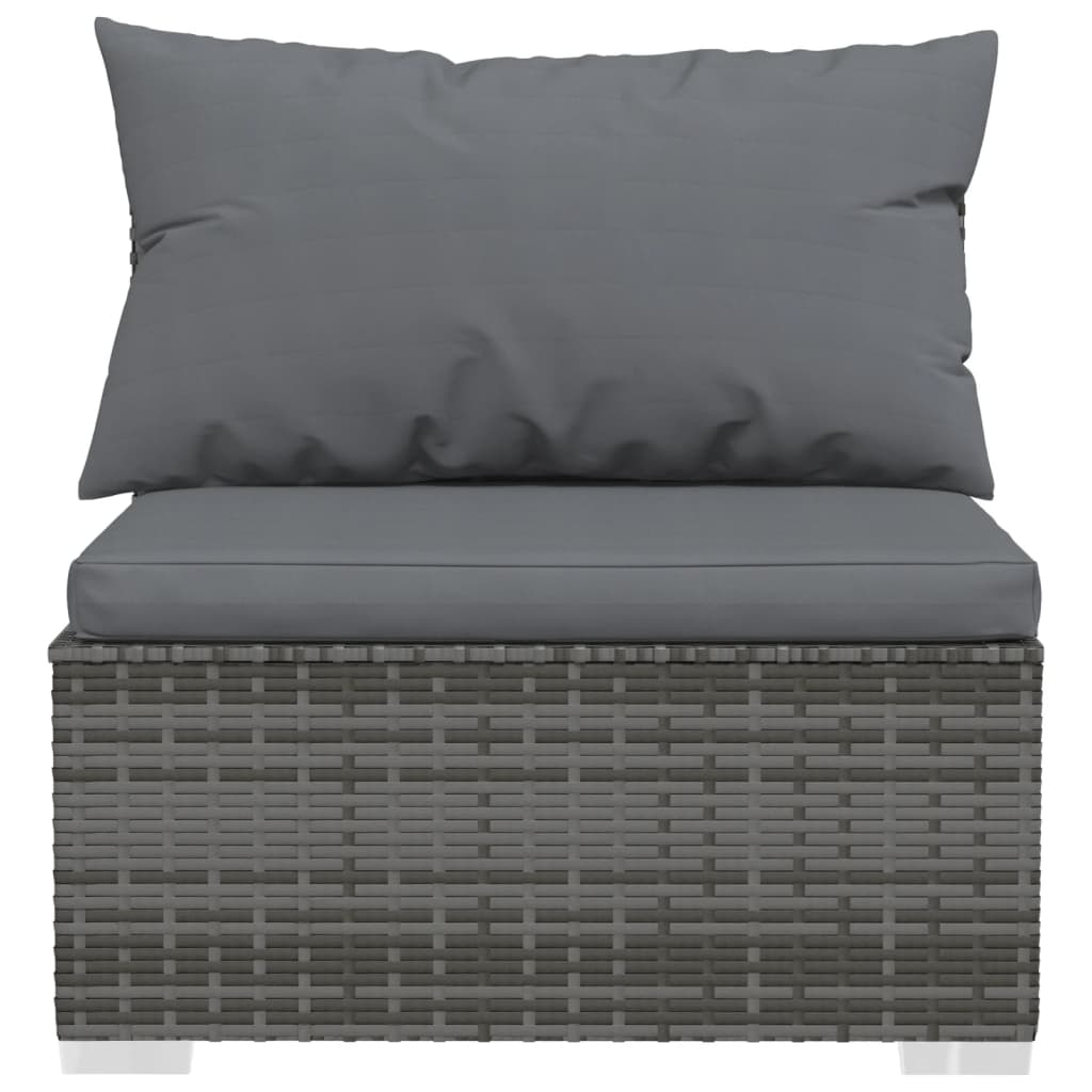 Coastal Comfort: 5-Piece Grey Poly Rattan Garden Lounge Set with Cushions