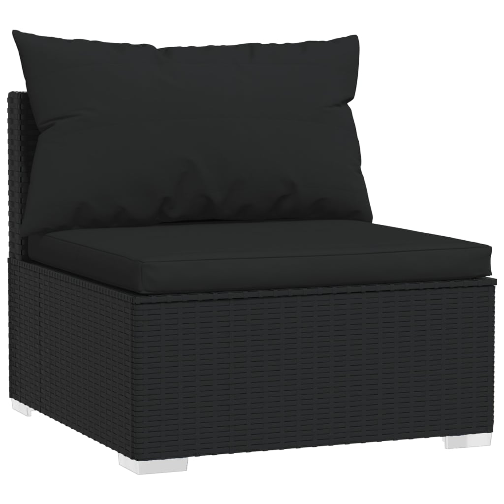 Grey Rattan Serenity: 5-Piece Garden Lounge Set with Plush Cushions