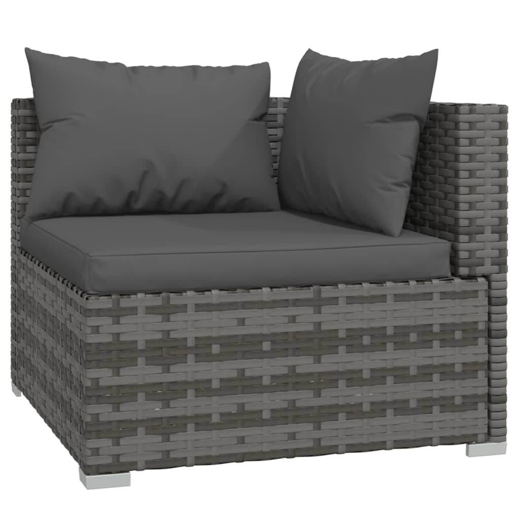Rattan Serenity in Grey: 5-Piece Garden Lounge Set with Plush Cushions