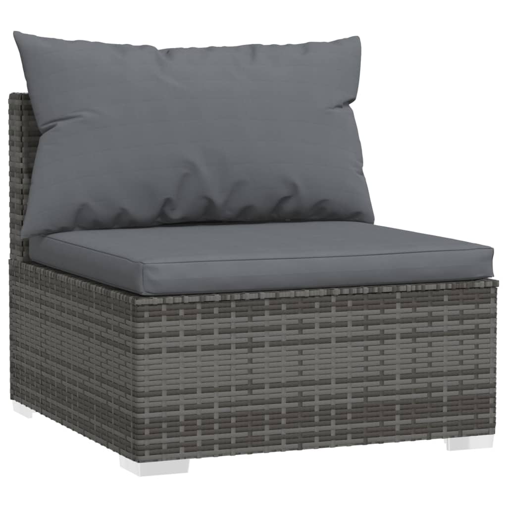 Stylish Serenity: 7-Piece Grey Poly Rattan Garden Lounge Set with Plush Cushions