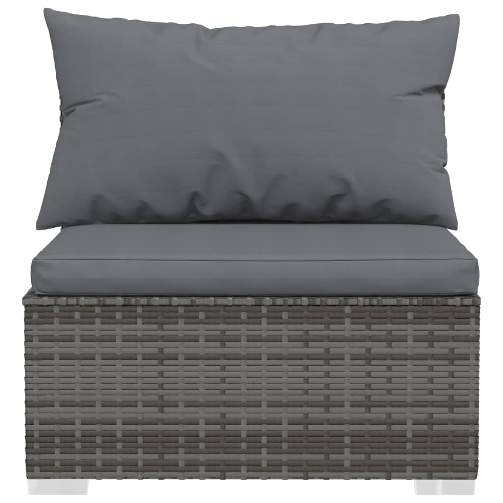Stylish Serenity: 7-Piece Grey Poly Rattan Garden Lounge Set with Plush Cushions