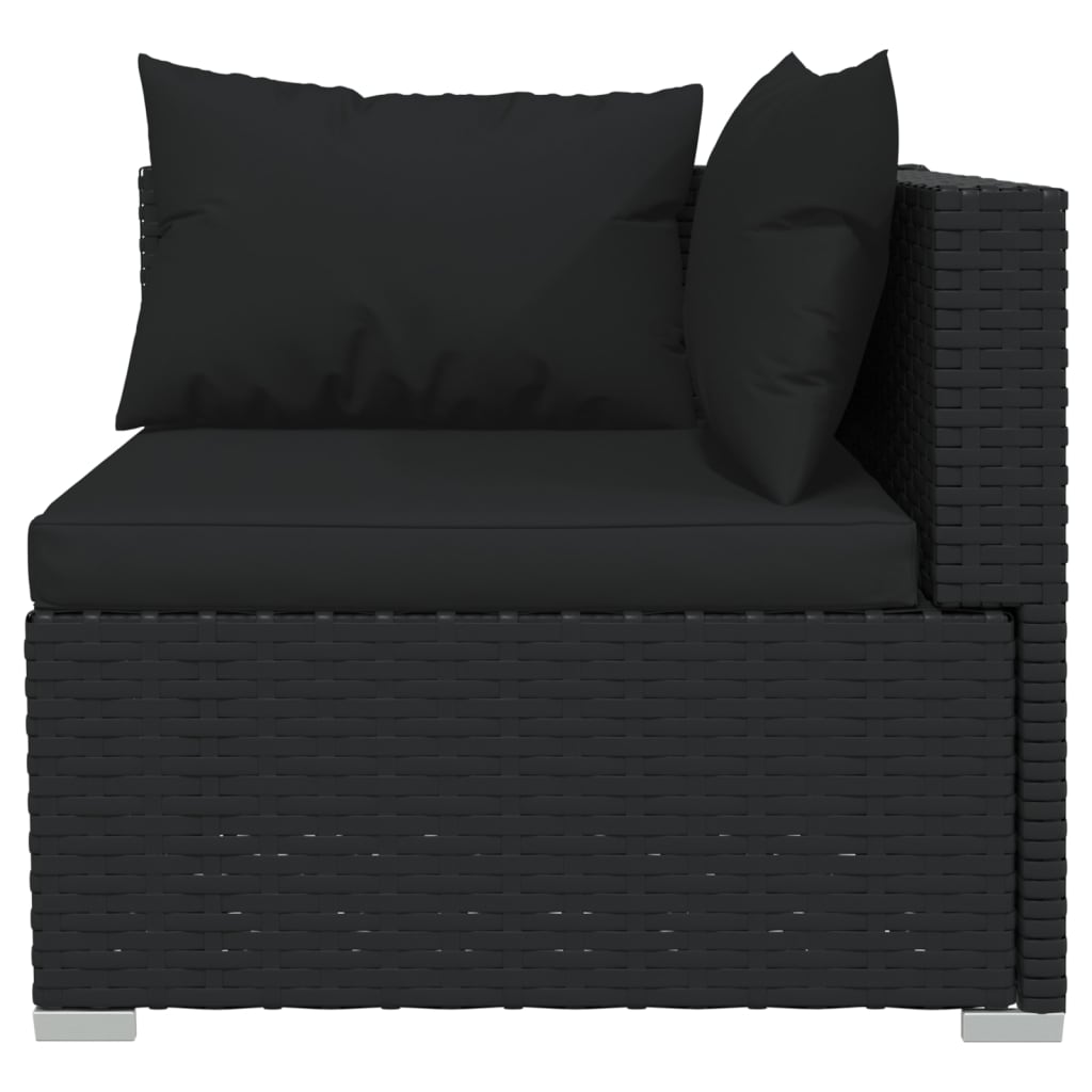 Noir Rattan Haven: 7-Piece Garden Lounge Set in Black with Plush Cushions