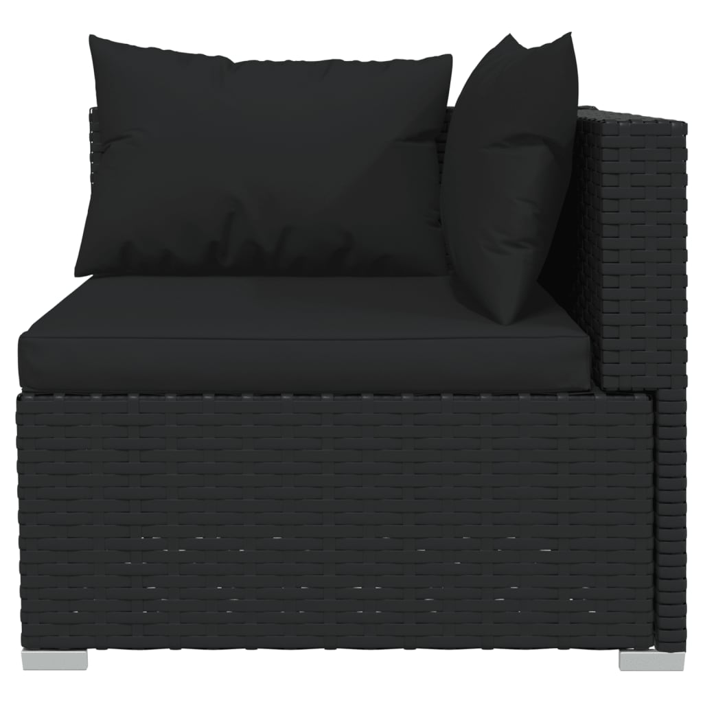 Noir Rattan Comfort Haven: 7-Piece Garden Lounge Set in Black with Plush Cushions