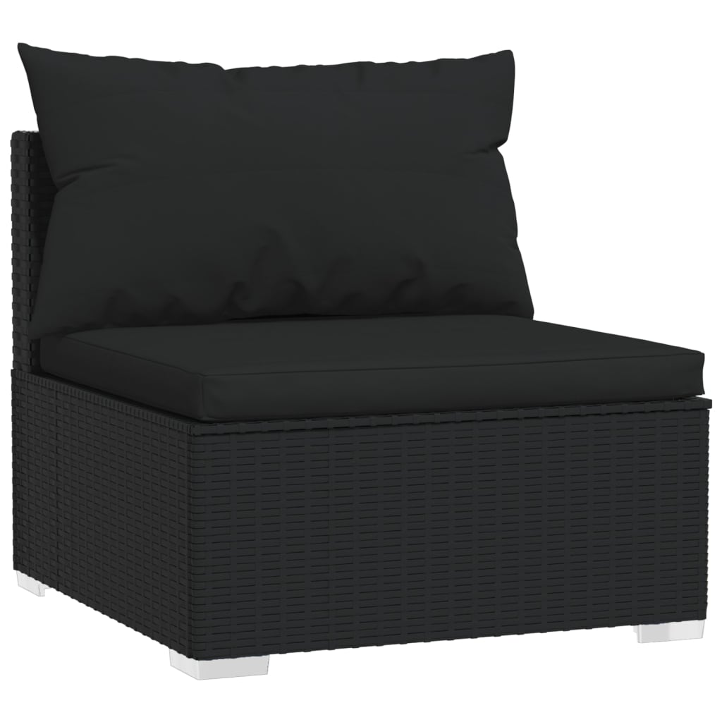 Noir Rattan Comfort Haven: 7-Piece Garden Lounge Set in Black with Plush Cushions