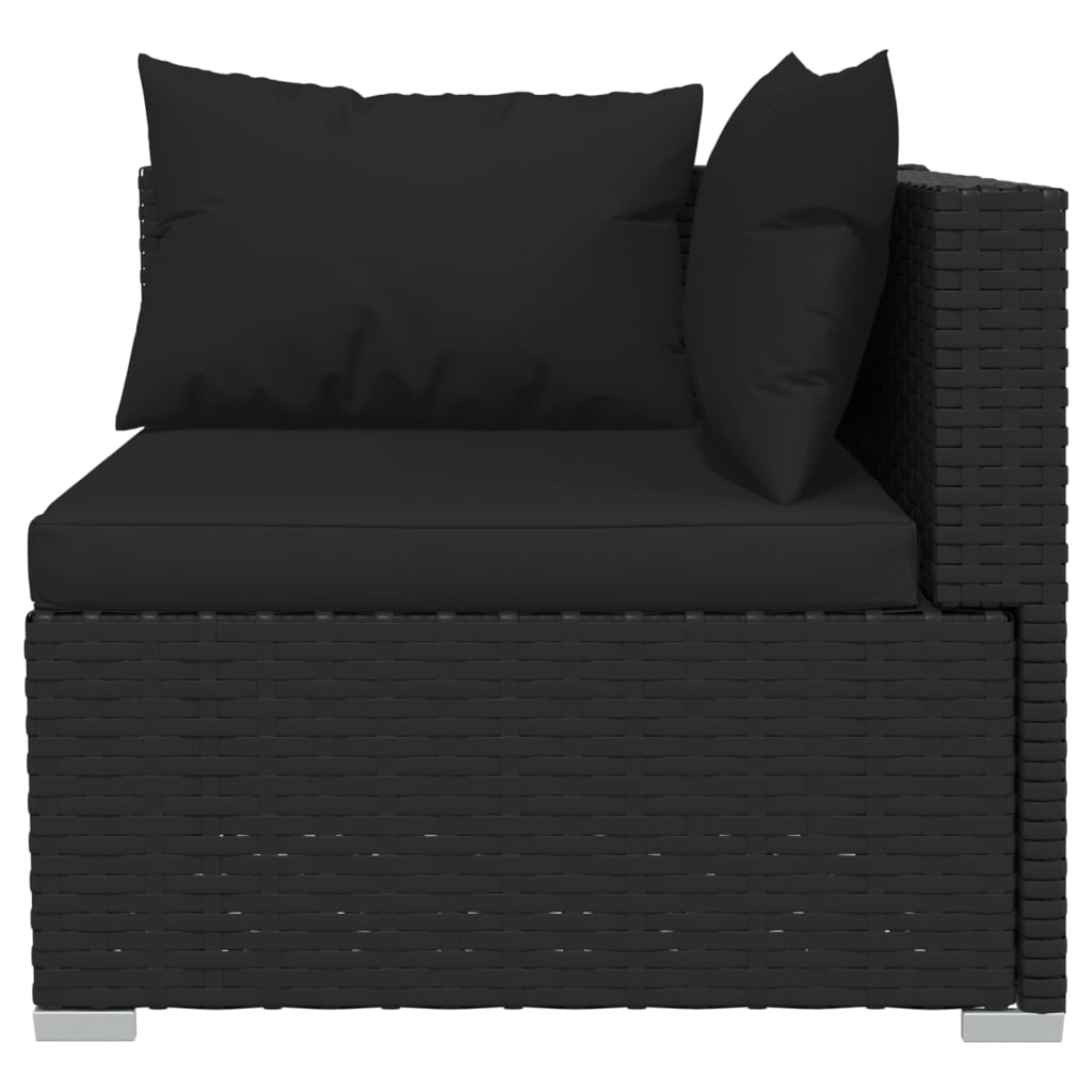 Noir Rattan Elegance: 11-Piece Black Poly Rattan Garden Lounge Set with Plush Cushions