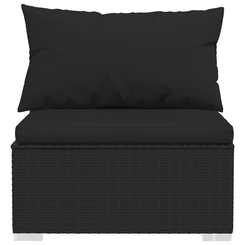 Noir Rattan Elegance: 11-Piece Black Poly Rattan Garden Lounge Set with Plush Cushions
