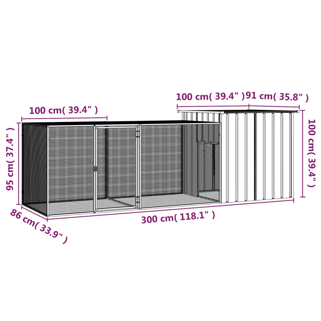 Galvanised Steel Chicken Cage 300cm Expandable | Simpledeals