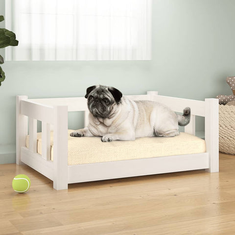 Dog Bed White Solid Wood Pine