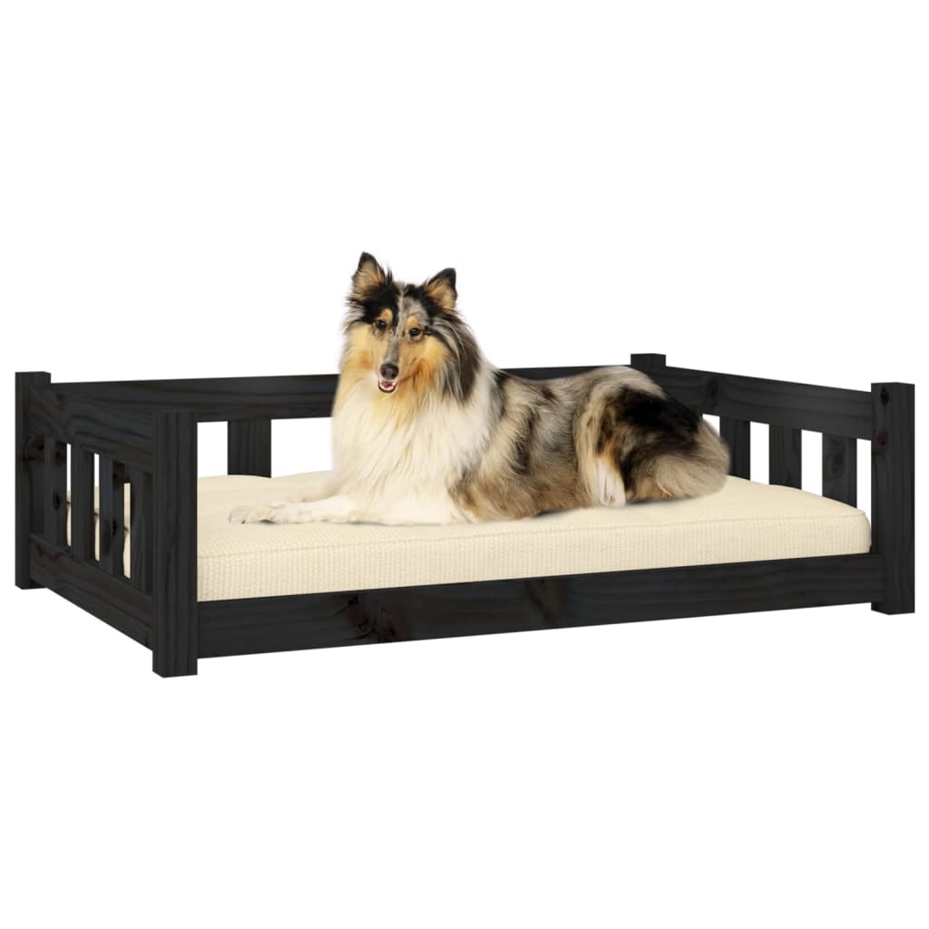 Dog Bed Black Solid Wood