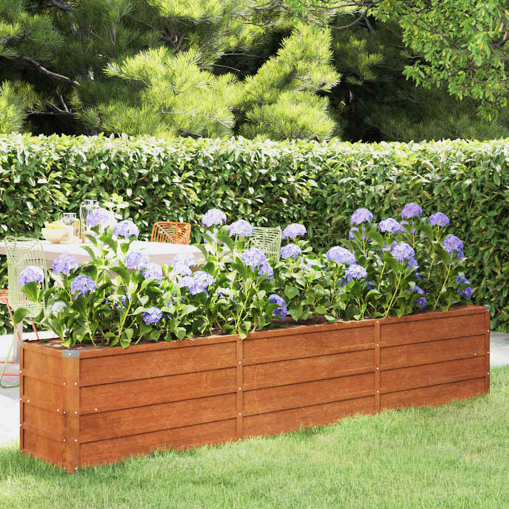Corten Steel Raised Garden Bed 240cm Rusty | Simpledeals