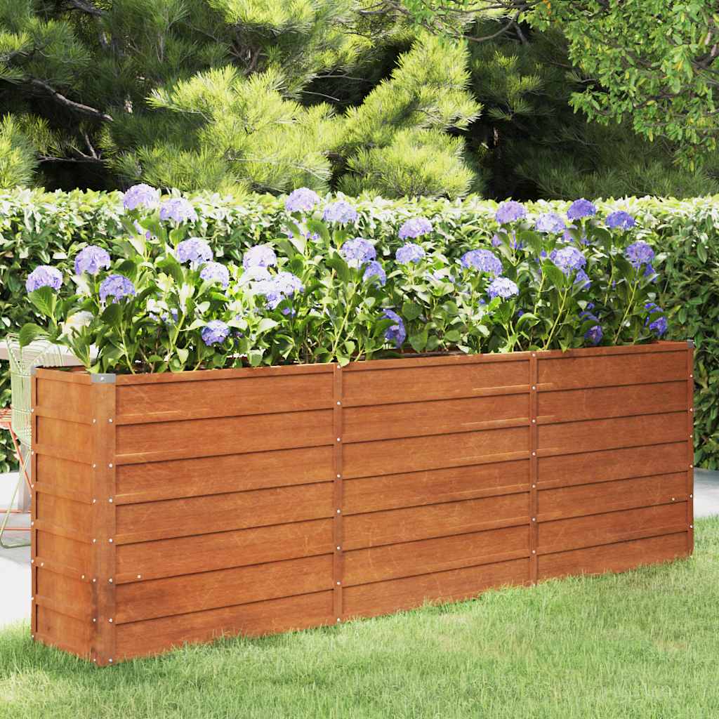 Corten Steel Raised Garden Bed 240cm Rusty | Simpledeals