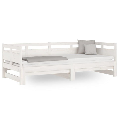 Pull-out Day Bed White Solid Wood Pine