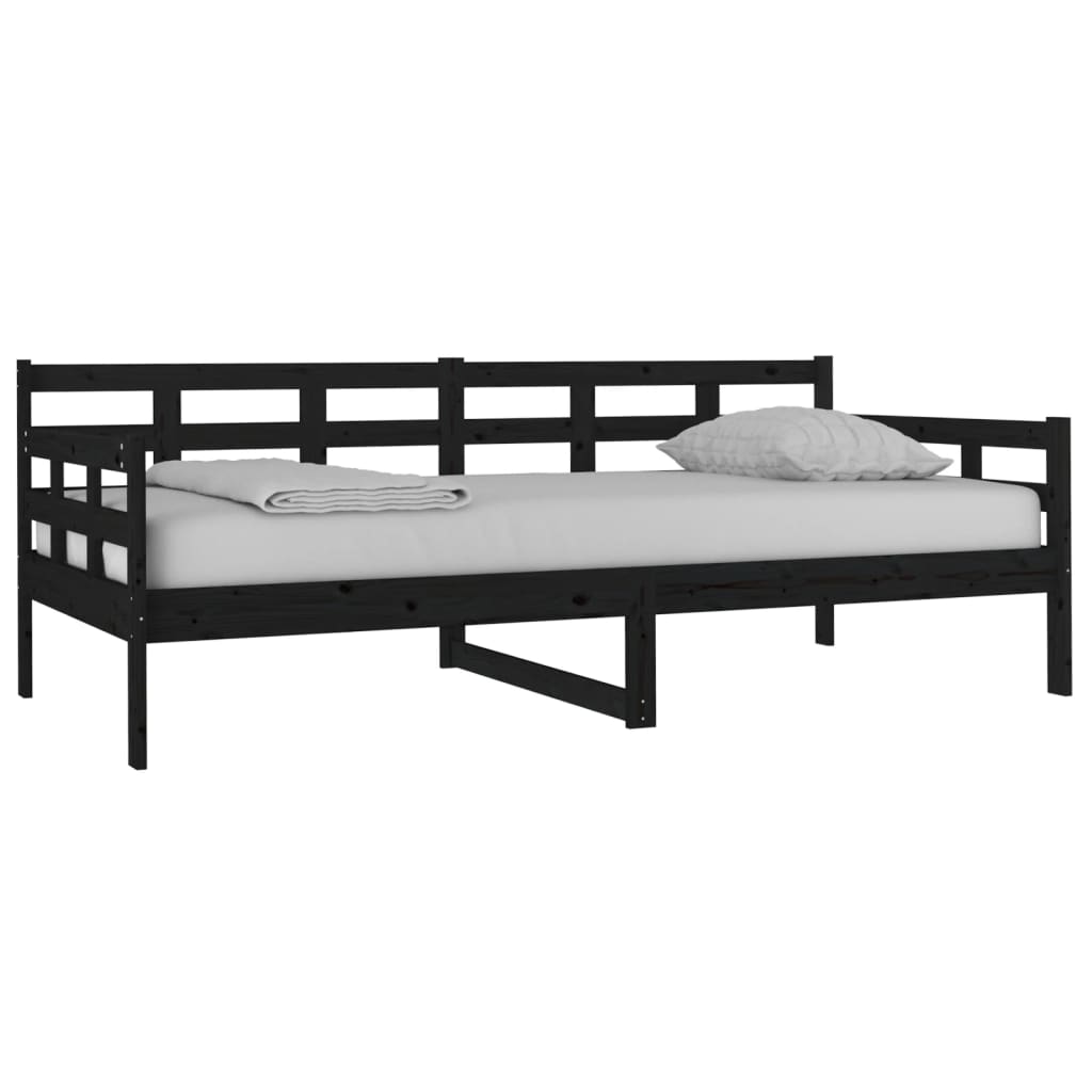 Day Bed Black Solid Wood Pine