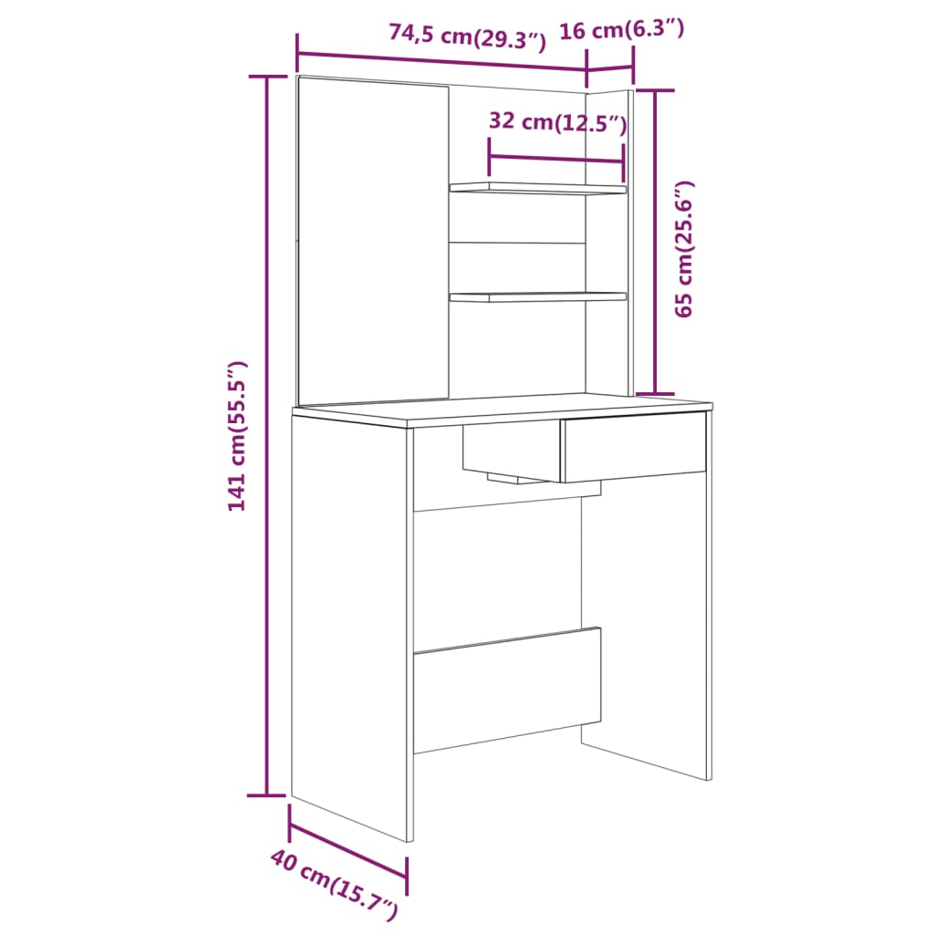 Dressing Table with Mirror Black