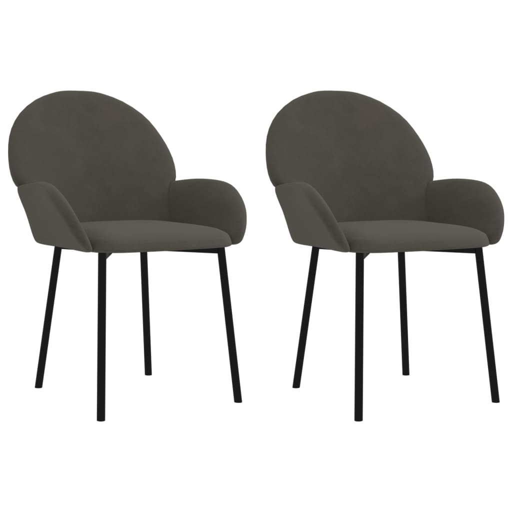 2 Pcs - Dining Chairs 2 pcs Dark Grey Velvet