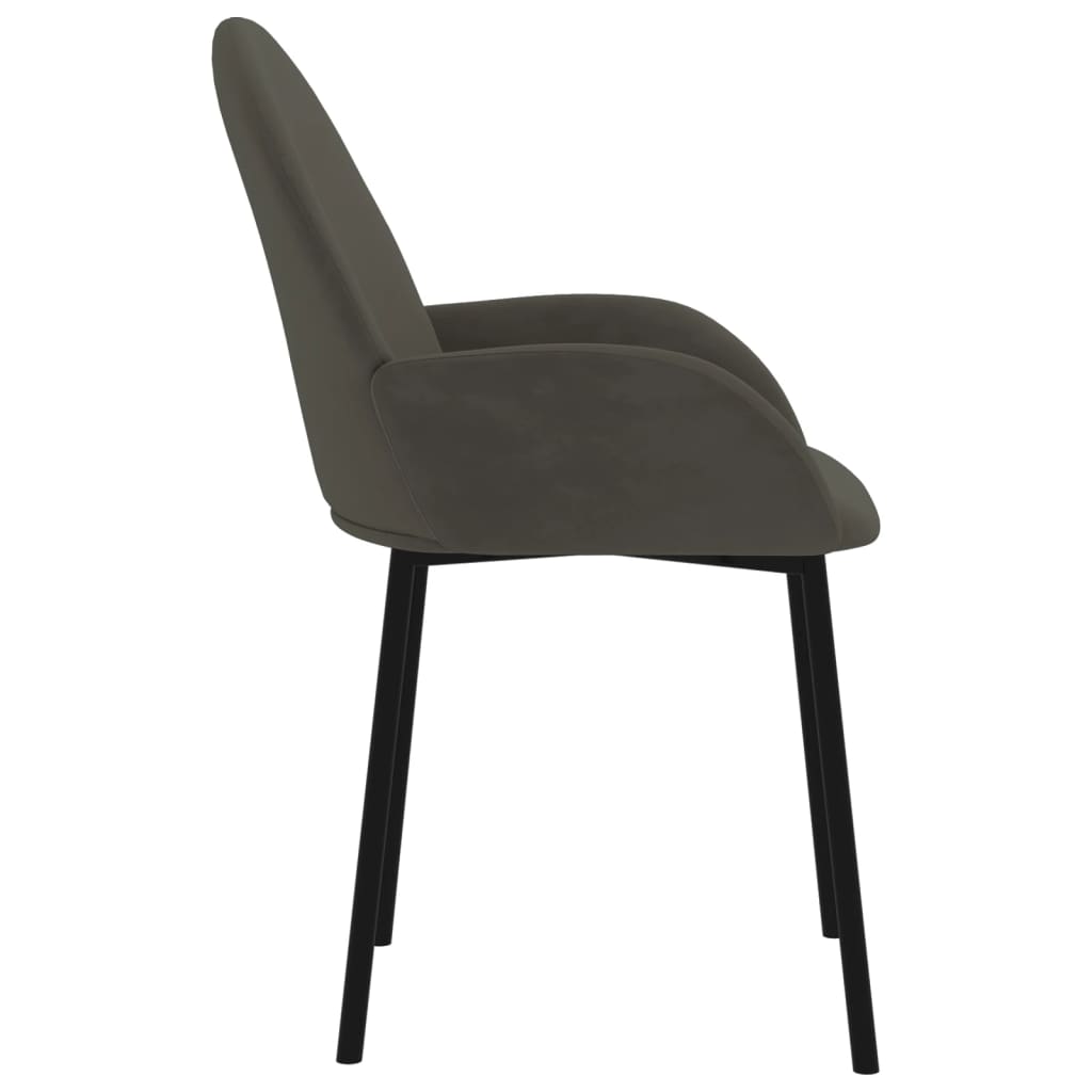 Kitchen & Dining Room Chairs - Dining Chairs 2 pcs Dark Grey Velvet