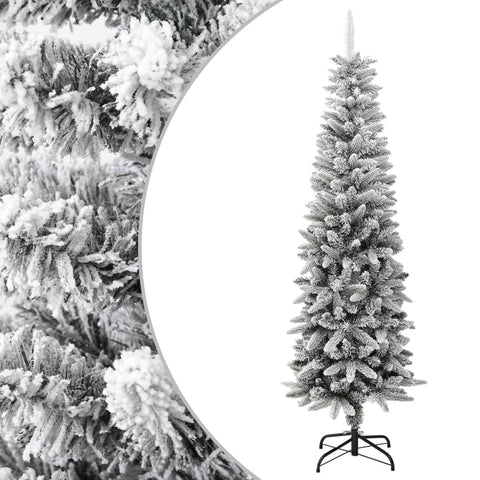 Artificial Slim Christmas Tree with Flocked Snow 180 cm PVC&PE