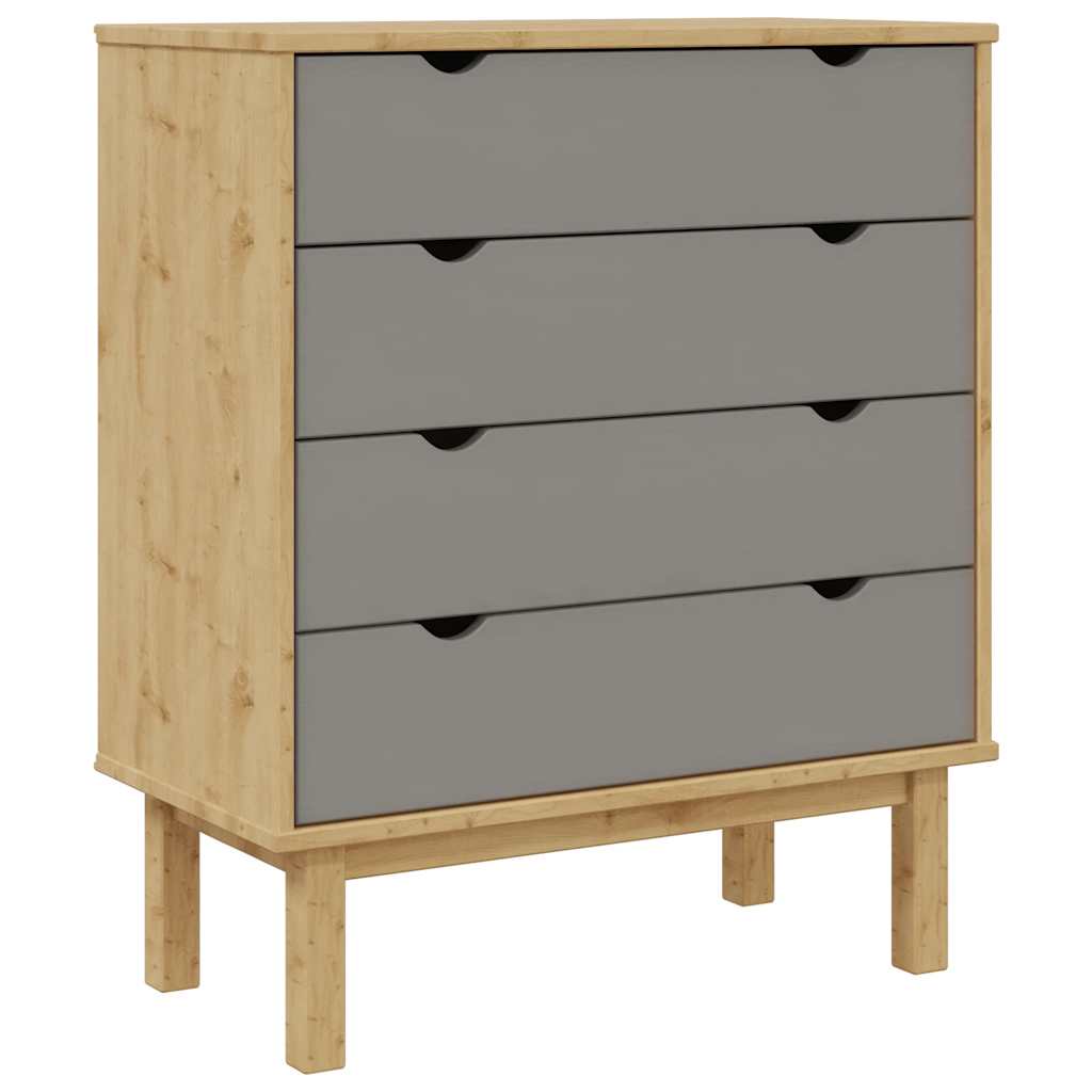 Drawer Cabinet OTTA Brown&Grey Solid Wood Pine