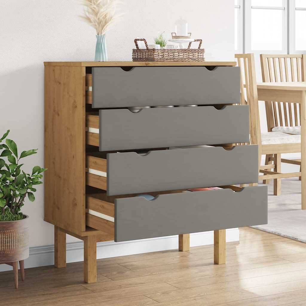 Drawer Cabinet OTTA Brown&Grey Solid Wood Pine