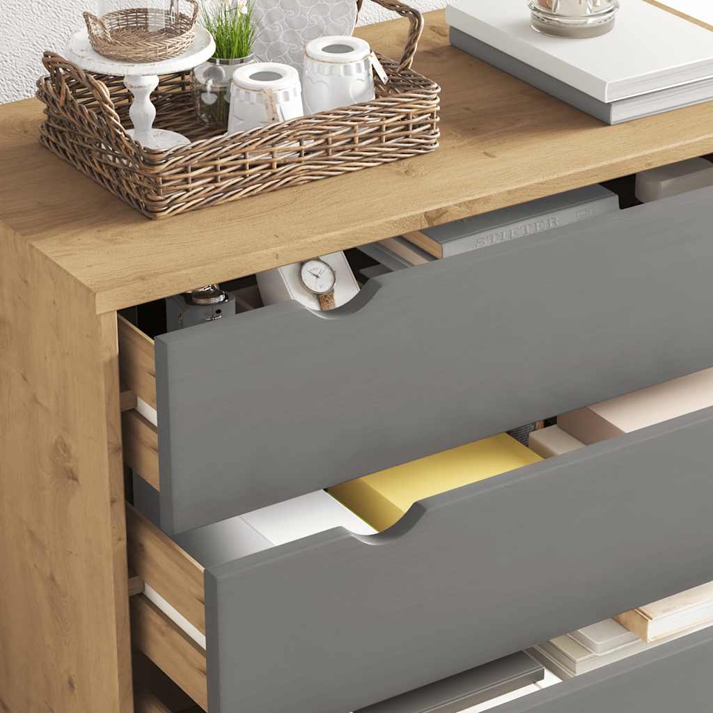 Drawer Cabinet OTTA Brown&Grey Solid Wood Pine