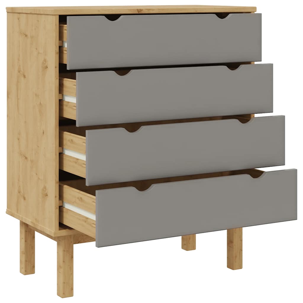 Drawer Cabinet OTTA Brown&Grey Solid Wood Pine