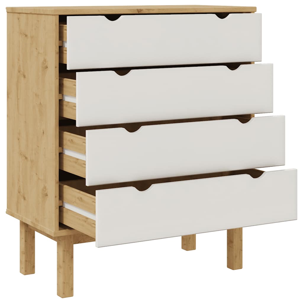 Drawer Cabinet OTTA Brown&White Solid Wood Pine
