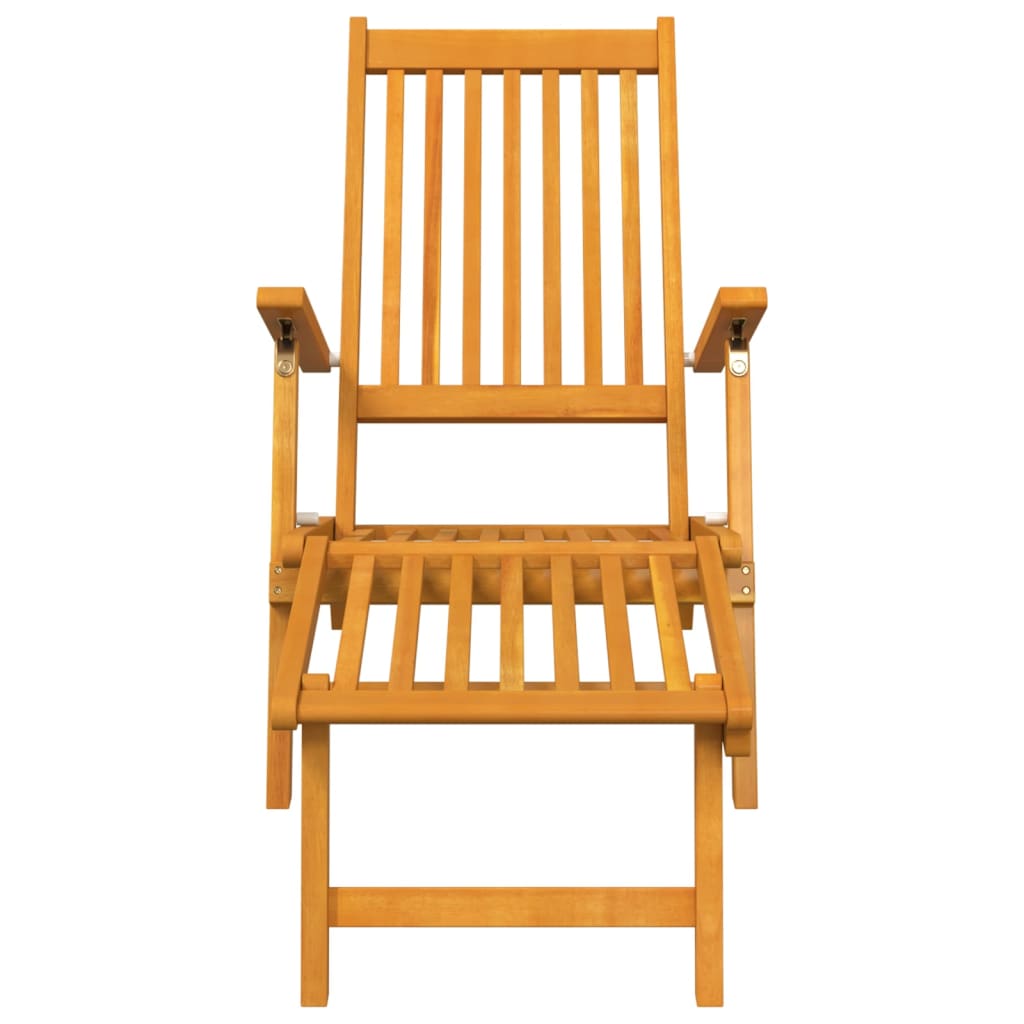 Outdoor Deck Chair with Footrest and Table Solid Wood Acacia