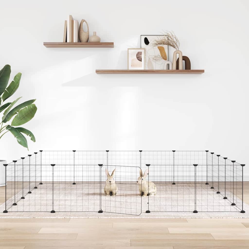20-Panel Steel Pet Cage Playpen Black | Simpledeals