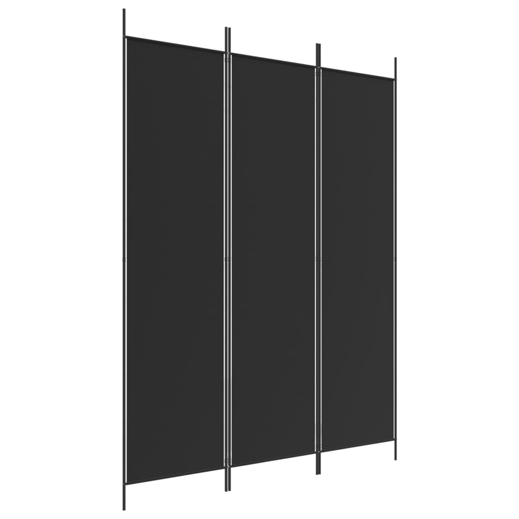 3-Panel Fabric Room Divider 150x200cm Black | Simpledeals