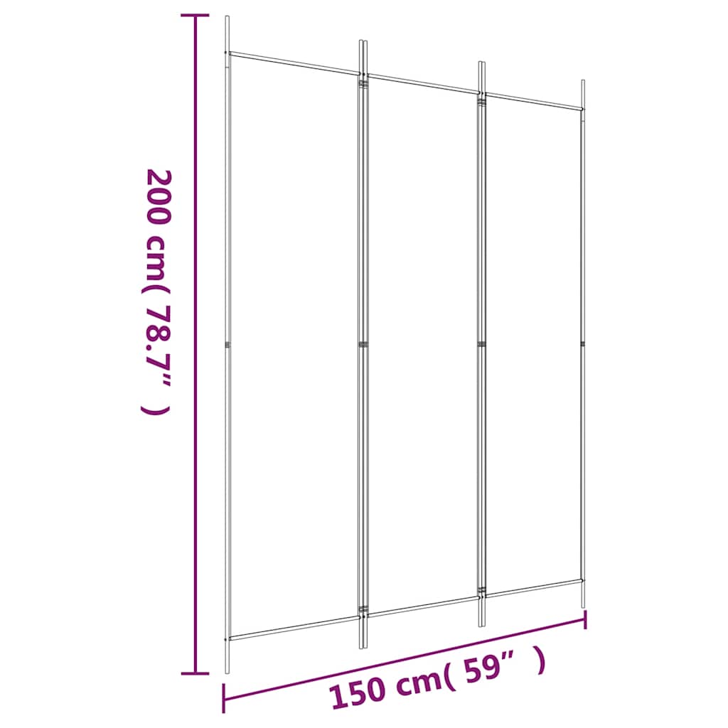 3-Panel Fabric Room Divider 150x200cm Black | Simpledeals