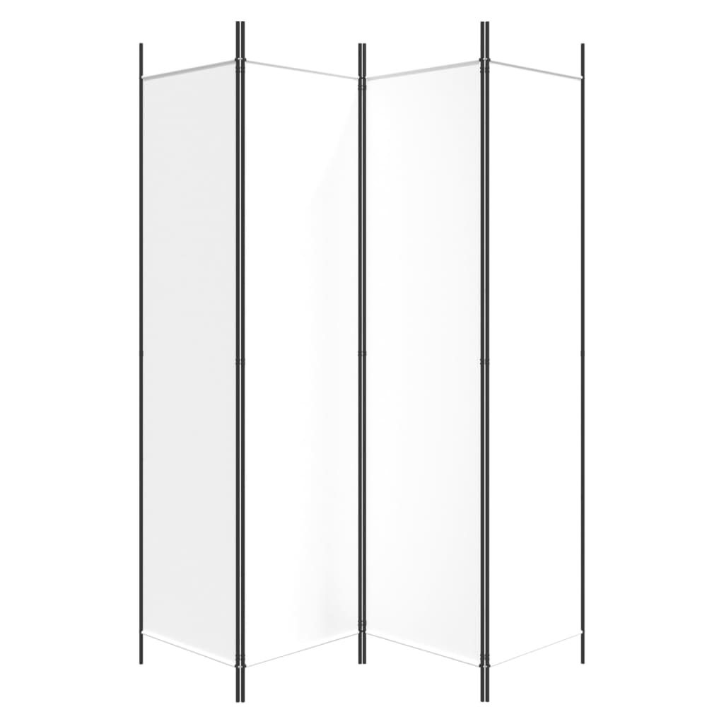 4-Panel Fabric Room Divider 200cm White | Simpledeals
