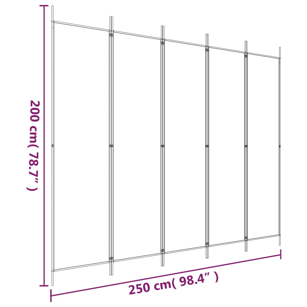 5-Panel Fabric Room Divider 250x200cm | Simpledeals