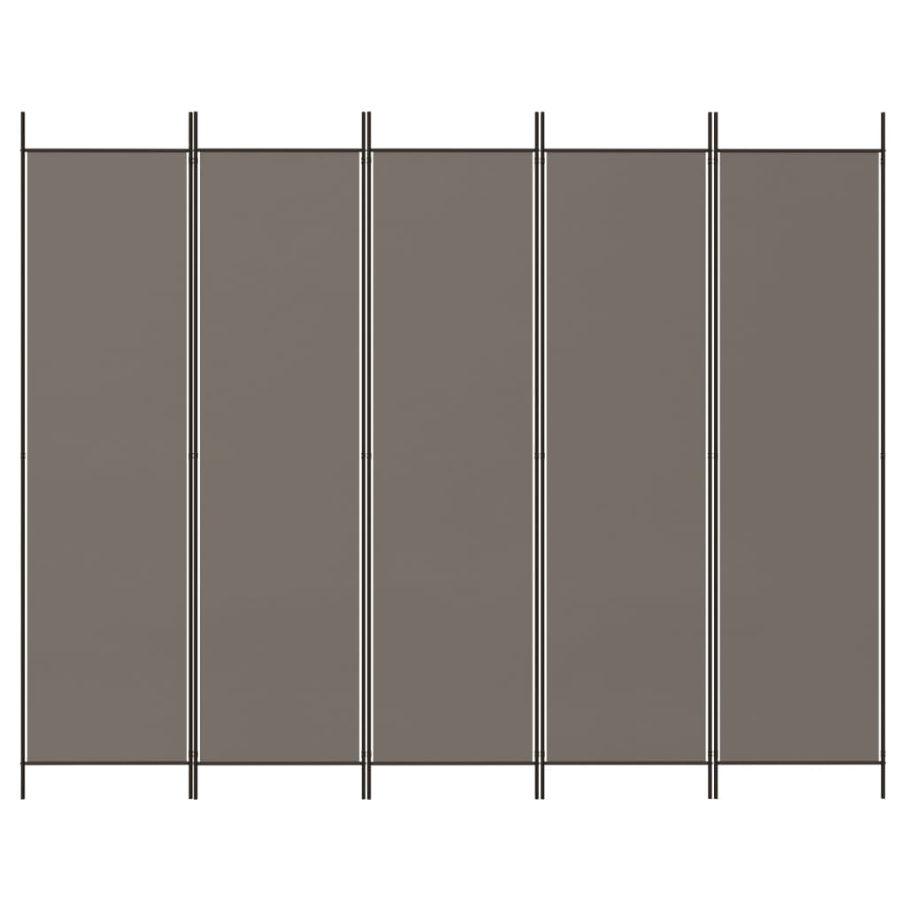 5-Panel Room Divider 250x200cm Anthracite | Simpledeals