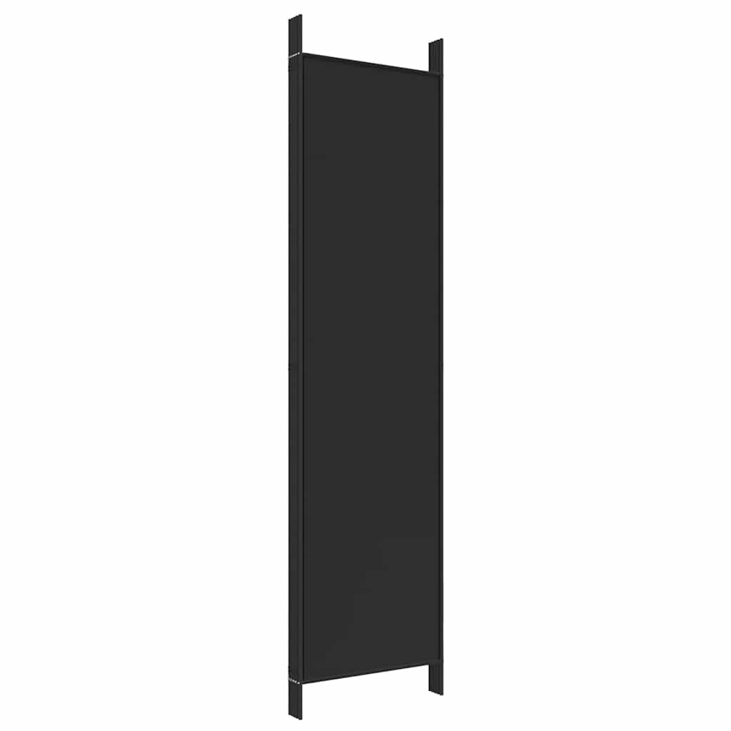 5-Panel Room Divider Black Fabric 250x200cm | Simpledeals