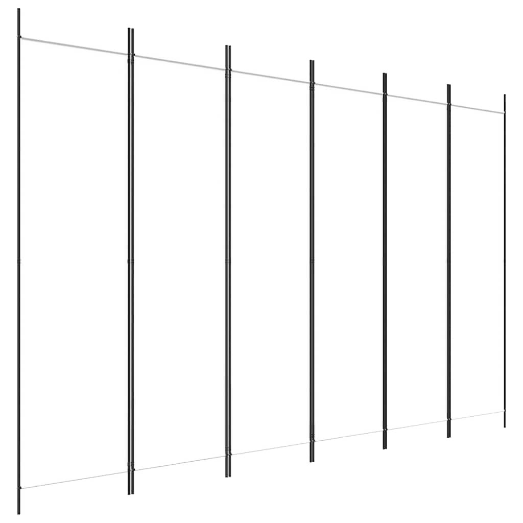 6-Panel Room Divider 300x200cm White Fabric | Simpledeals