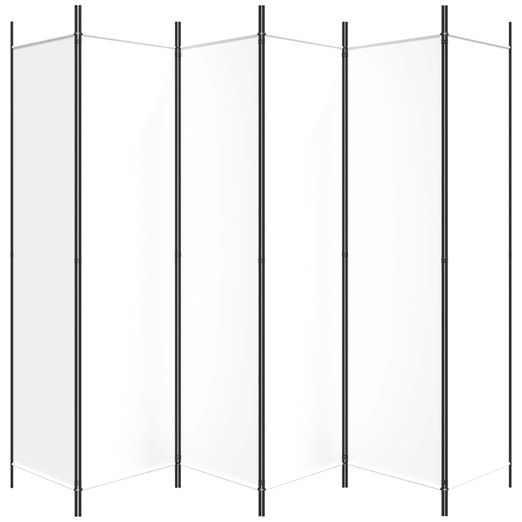 6-Panel Room Divider 300x200cm White Fabric | Simpledeals