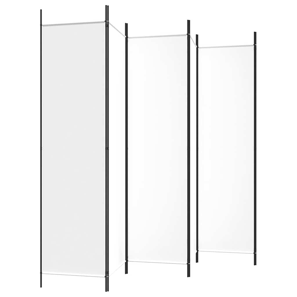 6-Panel Room Divider 300x200cm White Fabric | Simpledeals
