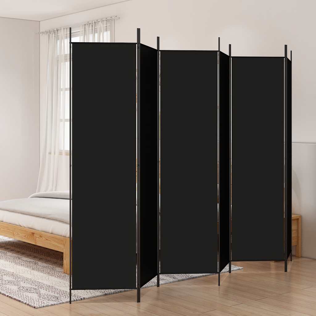 6-Panel Folding Room Divider 300x200cm Black | Simpledeals