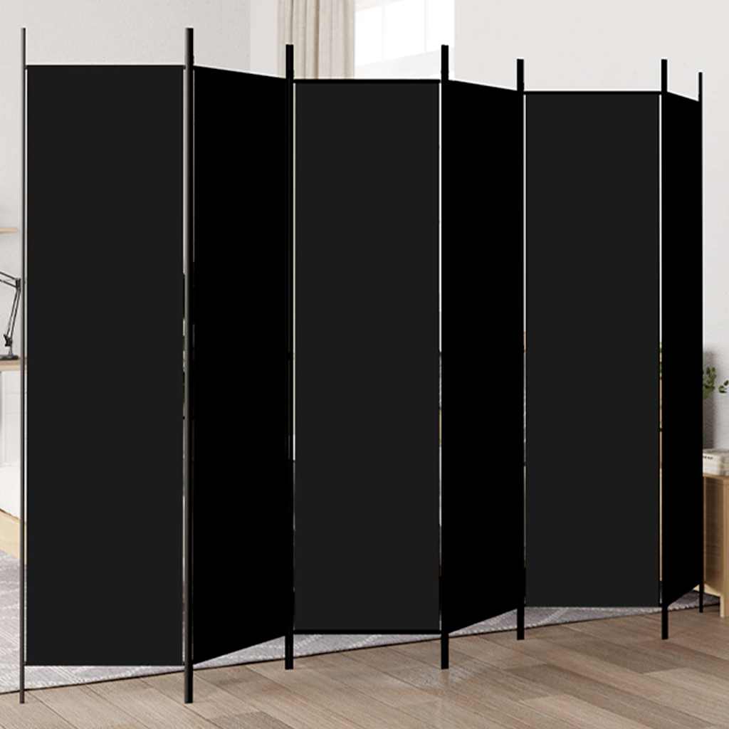 6-Panel Folding Room Divider 300x200cm Black | Simpledeals