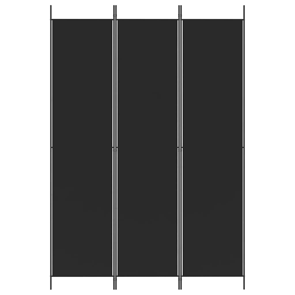 3-Panel Room Divider Black Fabric 150x220cm | Simpledeals
