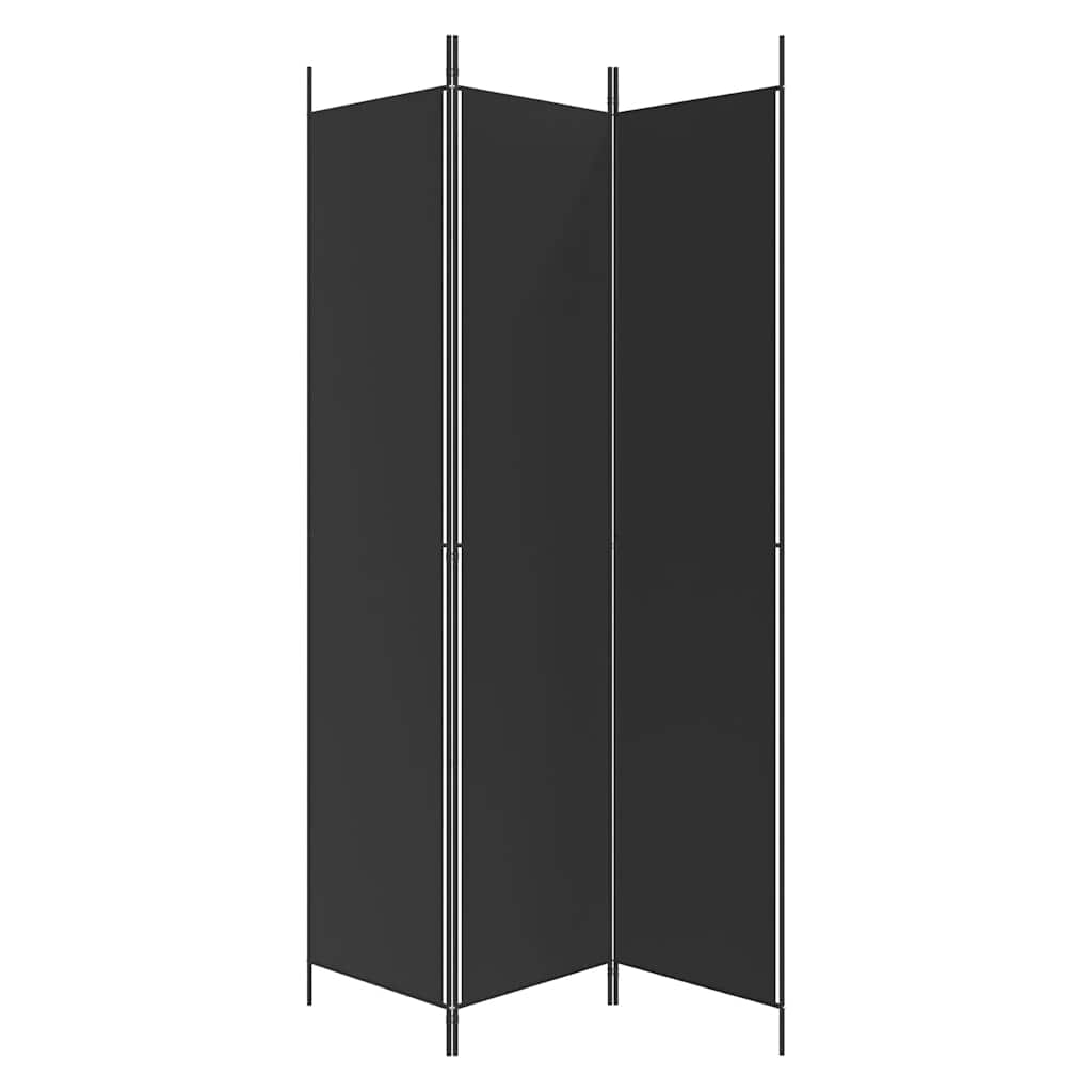 3-Panel Room Divider Black Fabric 150x220cm | Simpledeals