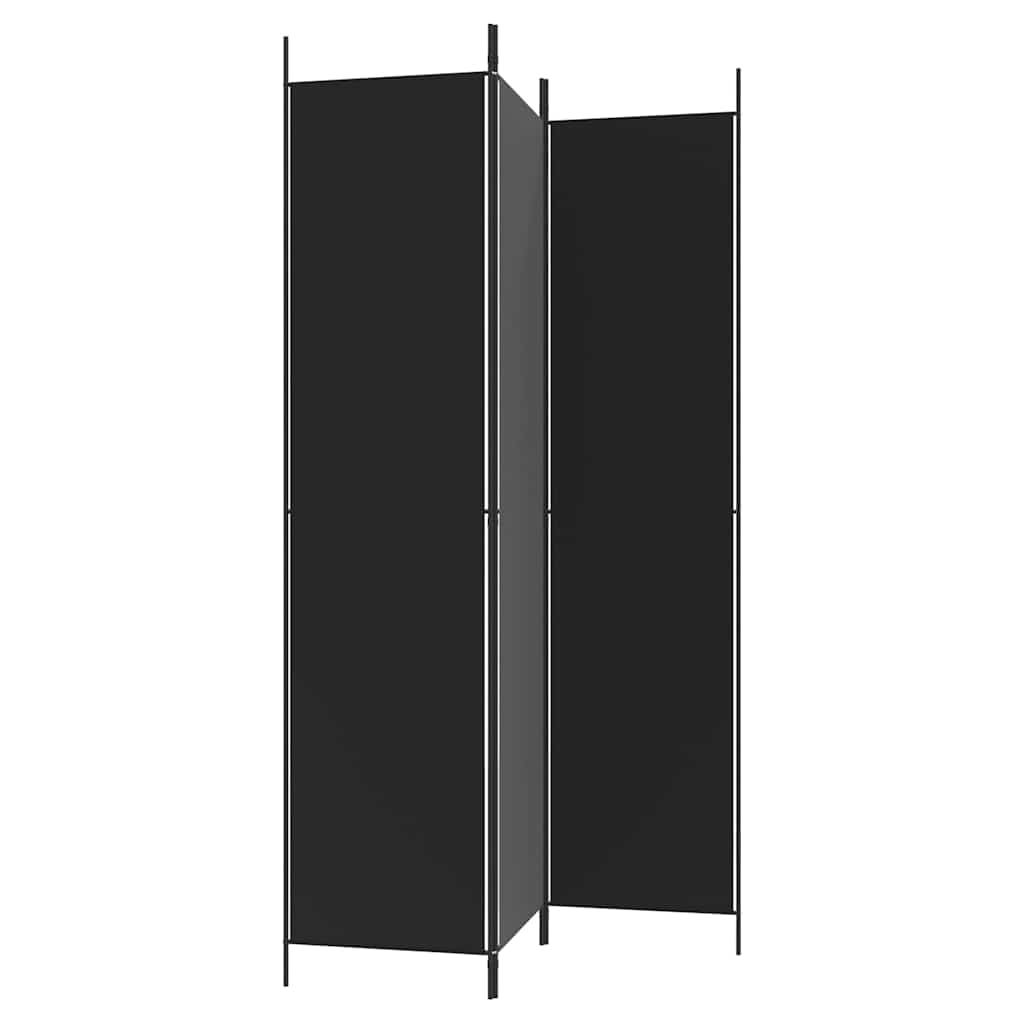 3-Panel Room Divider Black Fabric 150x220cm | Simpledeals