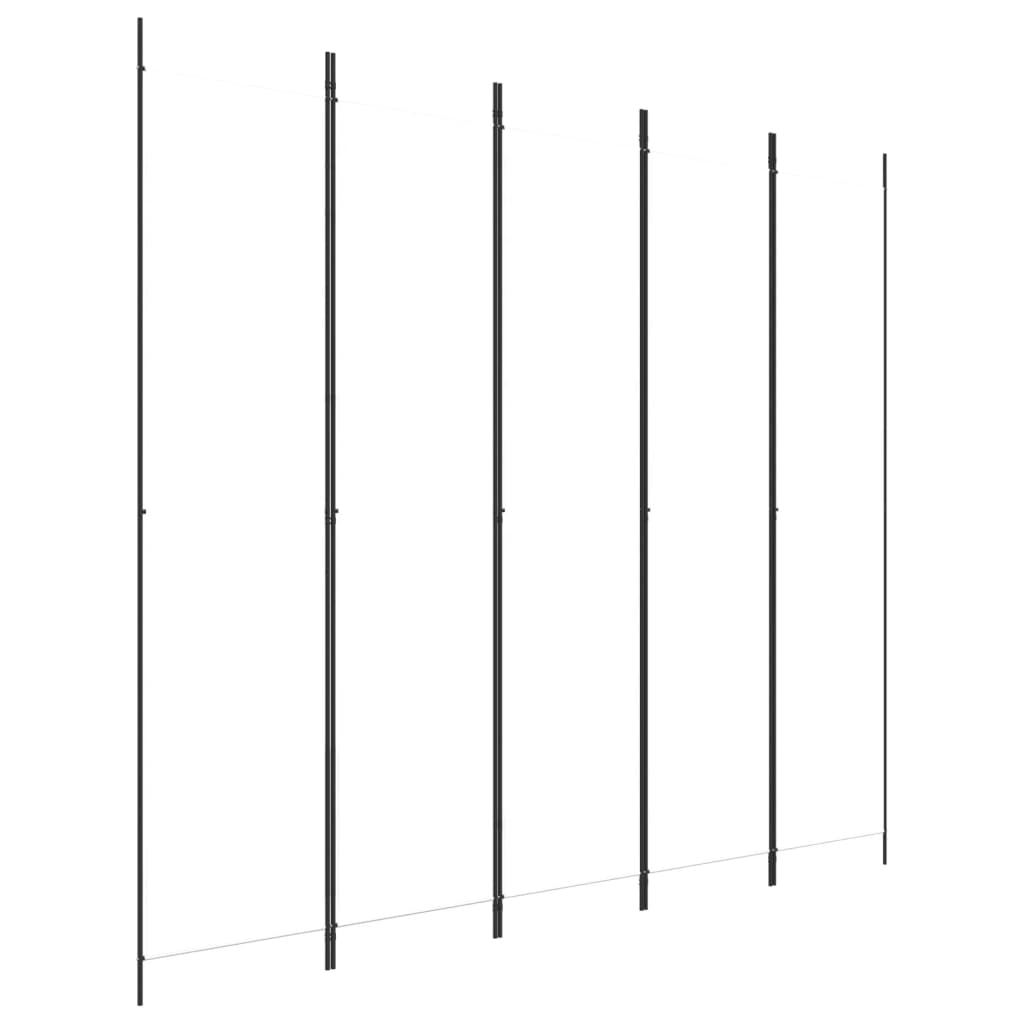 5-Panel Room Divider 250x220cm White Fabric | Simpledeals