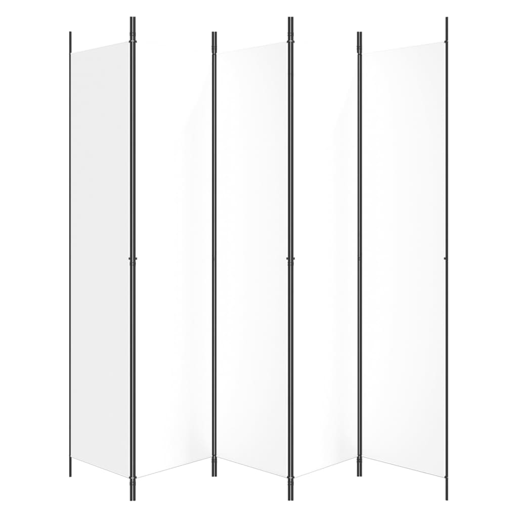 5-Panel Room Divider 250x220cm White Fabric | Simpledeals