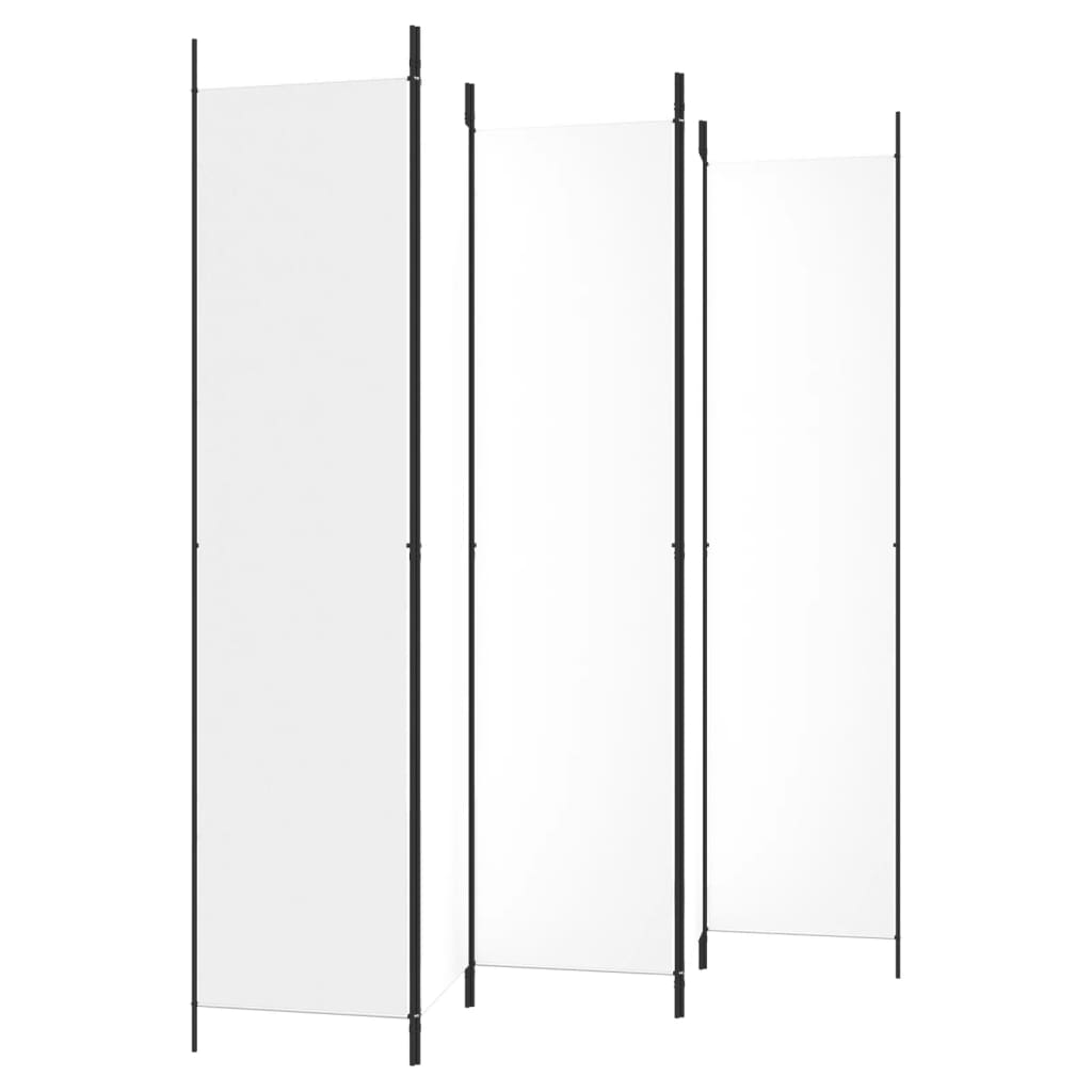 5-Panel Room Divider 250x220cm White Fabric | Simpledeals