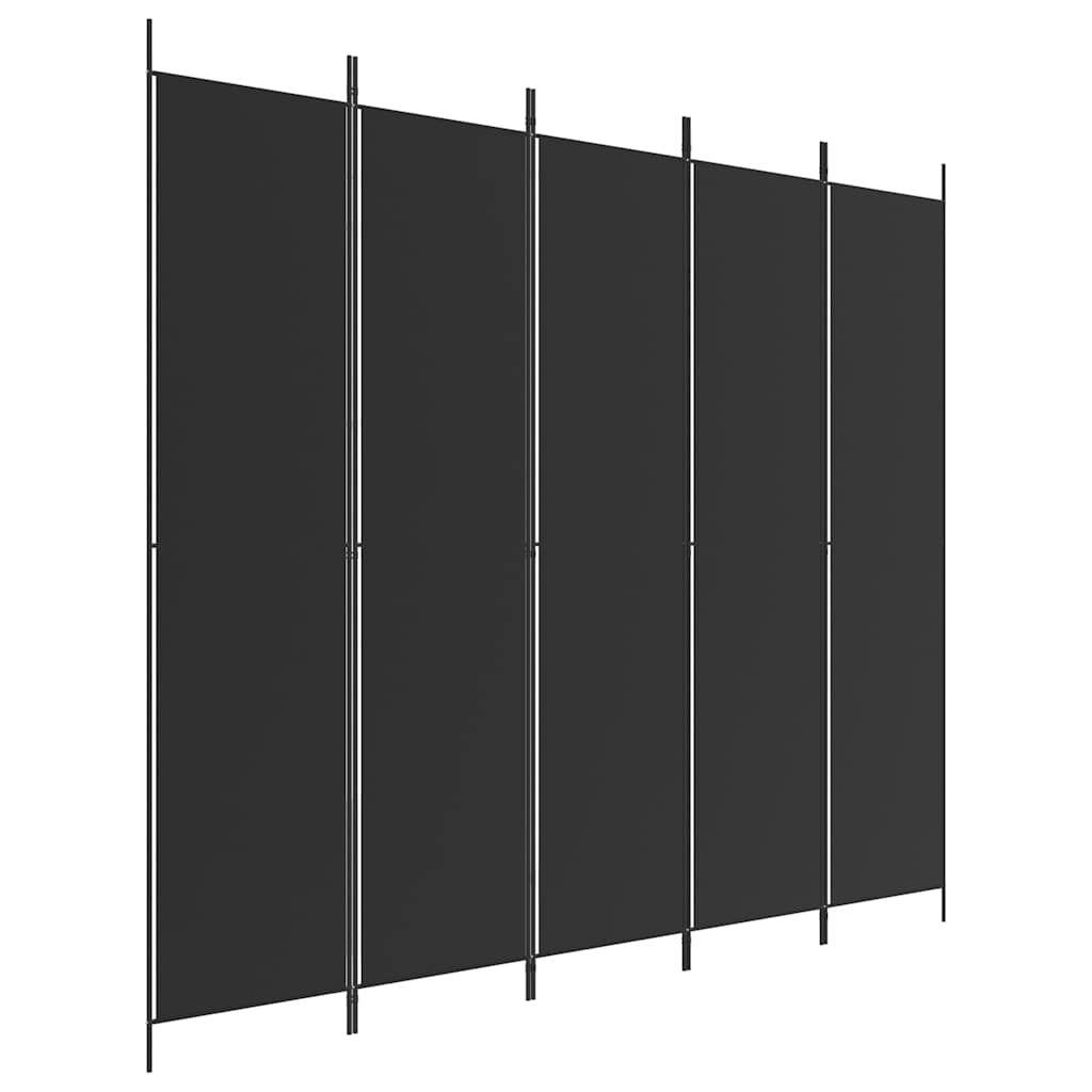 5-Panel Room Divider Black 250x220cm Fabric | Simpledeals