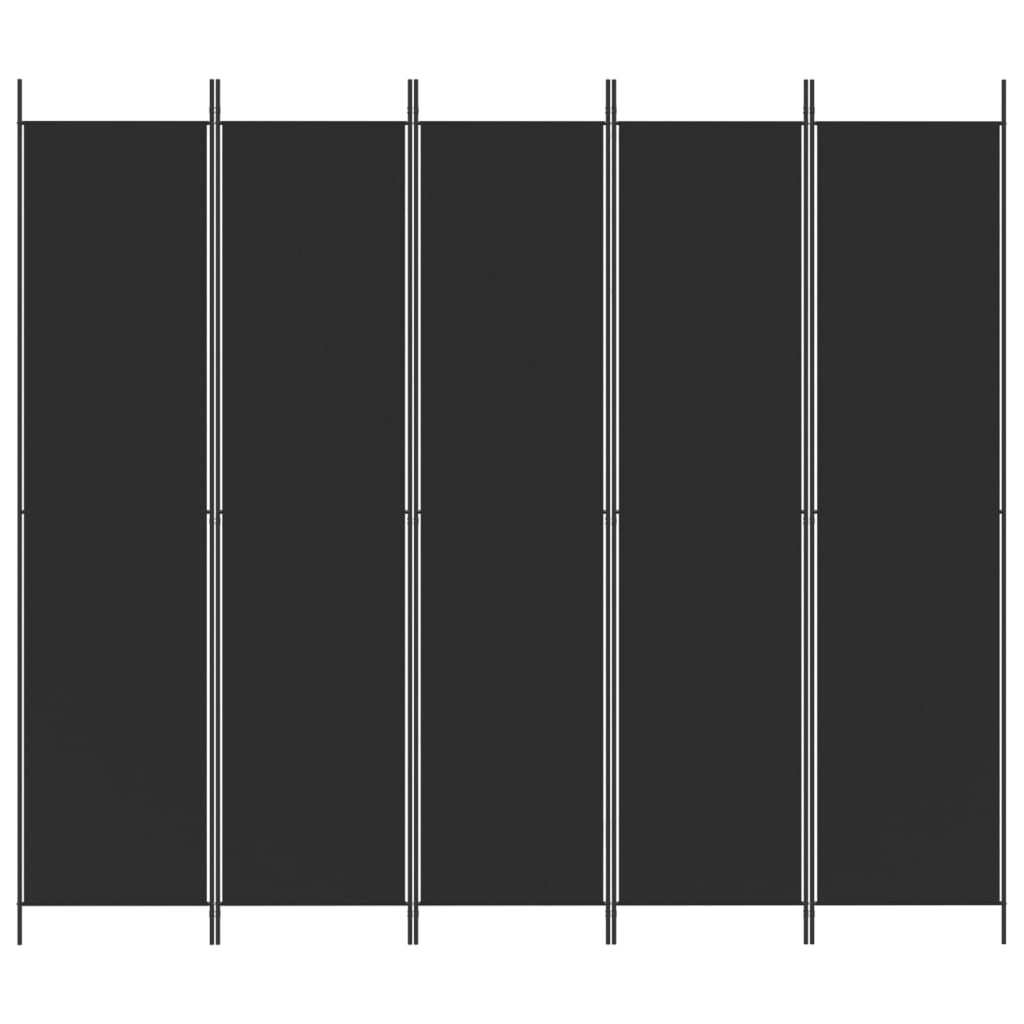 5-Panel Room Divider Black 250x220cm Fabric | Simpledeals