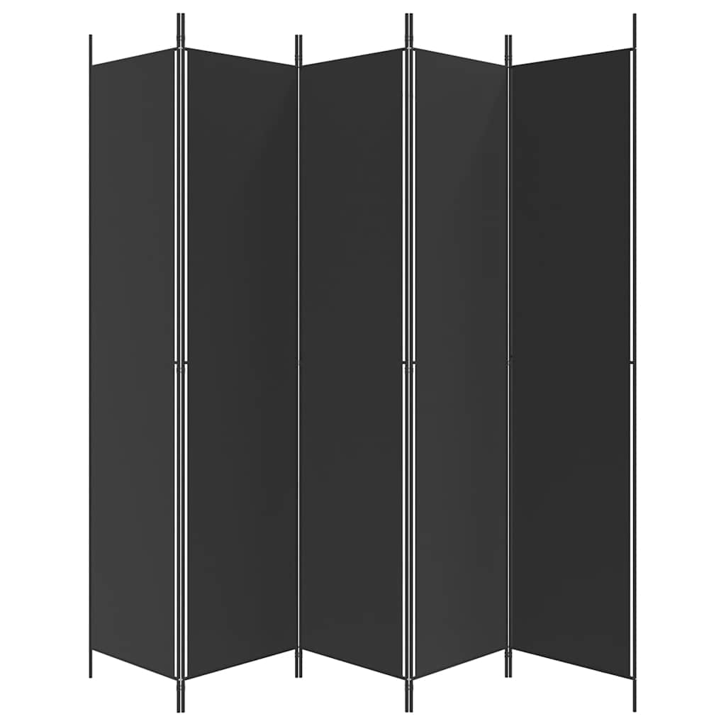 5-Panel Room Divider Black 250x220cm Fabric | Simpledeals